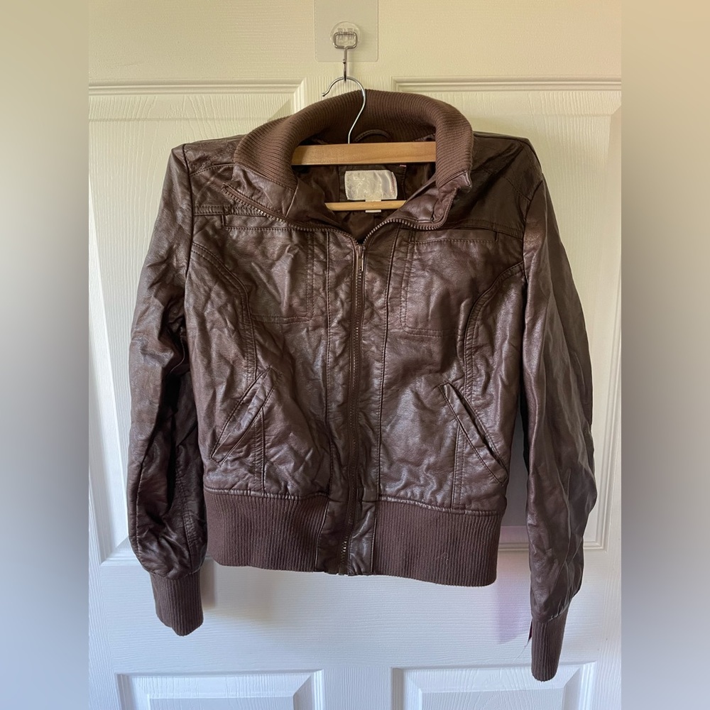 Xhilaration Brown faux leather jacket